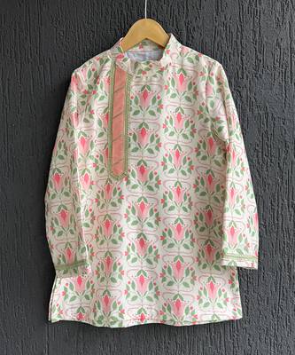 Multicolor printed cotton kurta pyjama 2