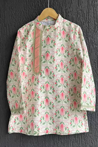 Multicolor printed cotton kurta pyjama