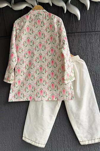 Multicolor printed cotton kurta pyjama