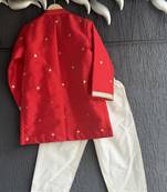Red embroidered velvet kurta pyjama