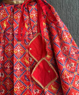 Red printed cotton lehenga set 2