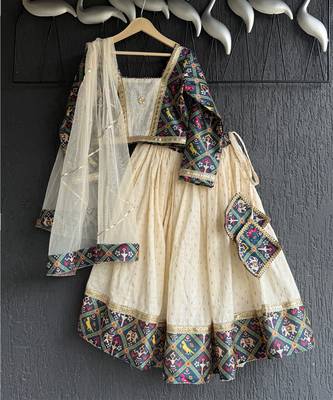 Multicolor printed cotton lehenga set 1