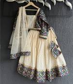 Multicolor printed cotton lehenga set