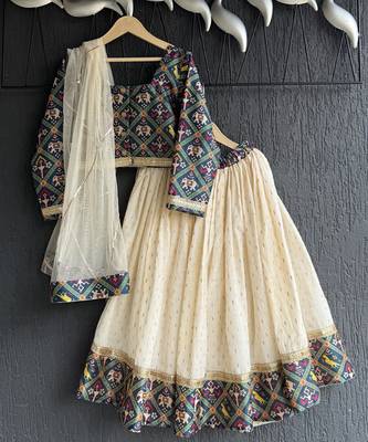 Multicolor printed cotton lehenga set 2