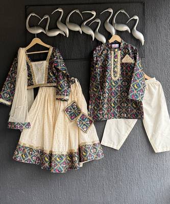 Multicolor printed cotton lehenga set 4