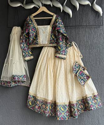 Multicolor printed cotton lehenga set 5