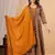dark-yellow printed cotton kurta pant with dupatta