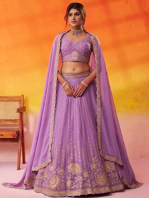 Mauve Tissue Silk Sequins embroidery Lehenga Choli With Dupatta 1