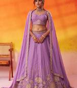 Mauve Tissue Silk Sequins embroidery Lehenga Choli With Dupatta