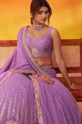 Mauve Tissue Silk Sequins embroidery Lehenga Choli With Dupatta