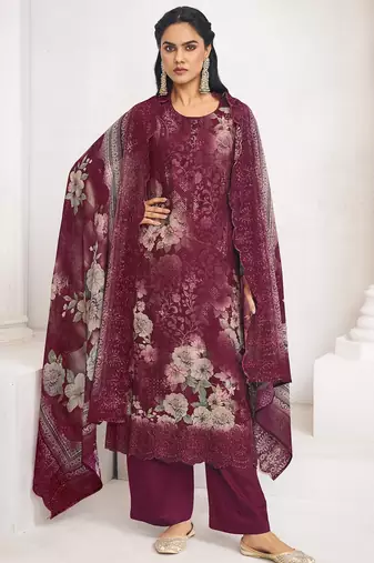 maroon lawn cotton digital printed dress material