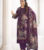 purple lawn cotton digital printed dress material