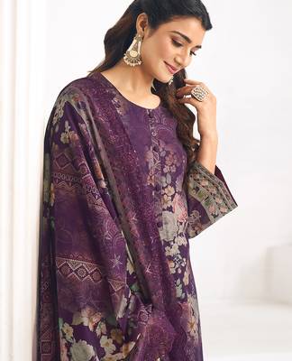 purple lawn cotton digital printed dress material 3