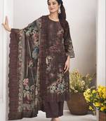 brown lawn cotton digital printed dress material