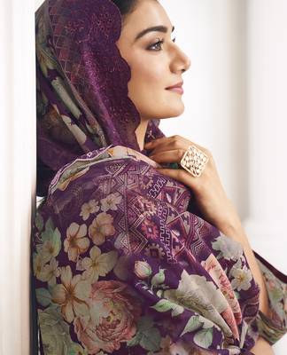 purple lawn cotton digital printed dress material 4