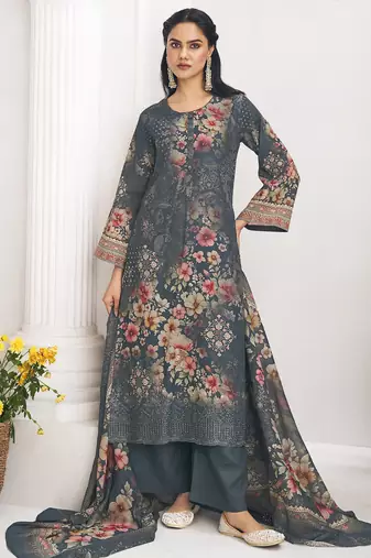 navy blue lawn cotton digital printed dress material