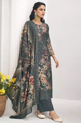navy blue lawn cotton digital printed dress material