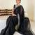 New Georgette Sequence Work Black Saree With Blouse Set