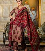 maroon embroidered cotton kurta pant with dupatta