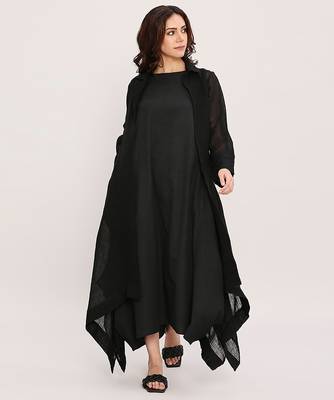 Black cotton Long jacket 1