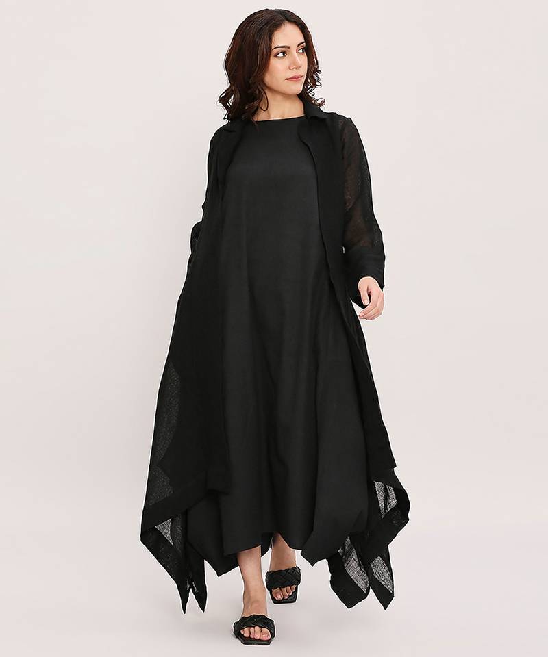 Black cotton Long jacket