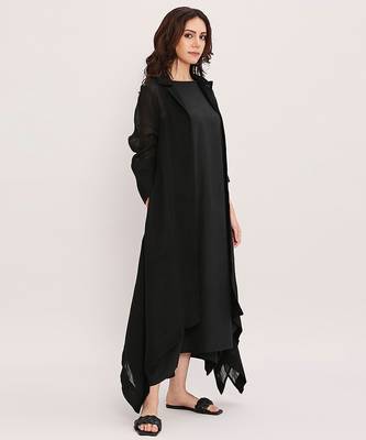 Black cotton Long jacket 3