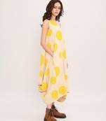 Yellow printed cotton polka dress
