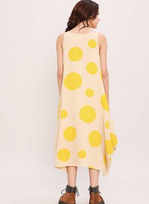 Yellow printed cotton polka dress 2