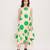 Green printed cotton polka dress