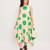 Green printed cotton polka dress