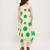Green printed cotton polka dress