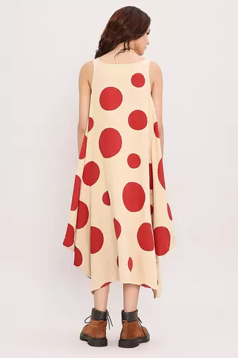 Red printed cotton polka dress