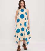 Blue printed cotton polka dress