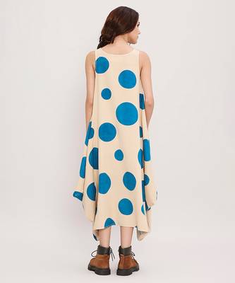 Blue printed cotton polka dress 2