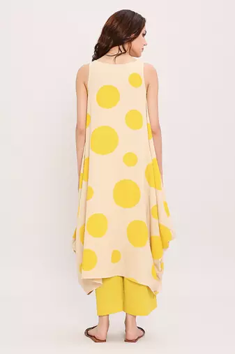 Yellow printed cotton polka Co ord Set
