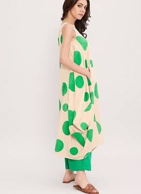 Green printed cotton polka Co ord Set 2