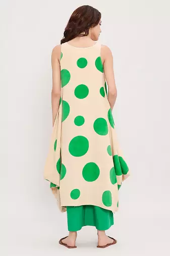 Green printed cotton polka Co ord Set