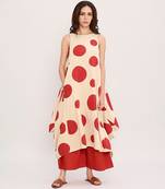 Red printed cotton polka Co ord Set