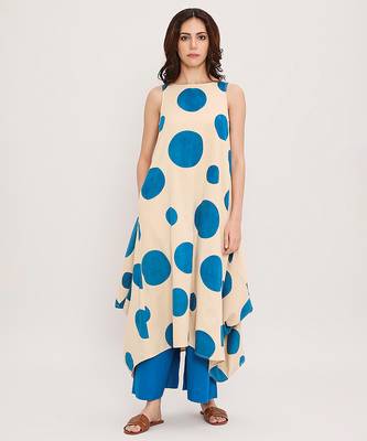 Blue printed cotton polka Co ord Set 1