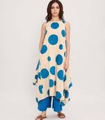 Blue printed cotton polka Co ord Set