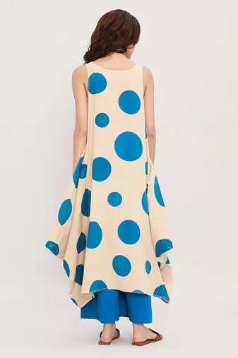 Blue printed cotton polka Co ord Set