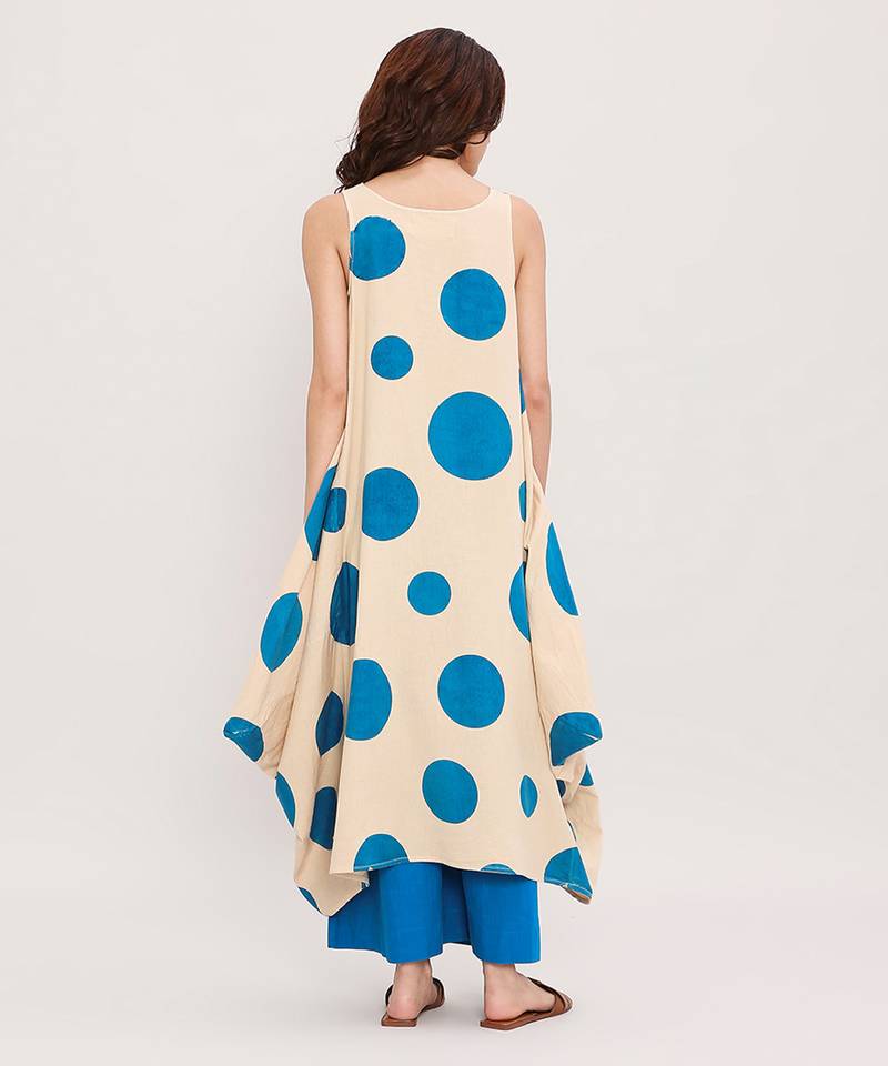 Blue printed cotton polka Co ord Set