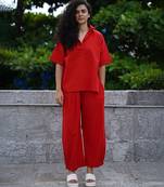 Red cotton co ord set