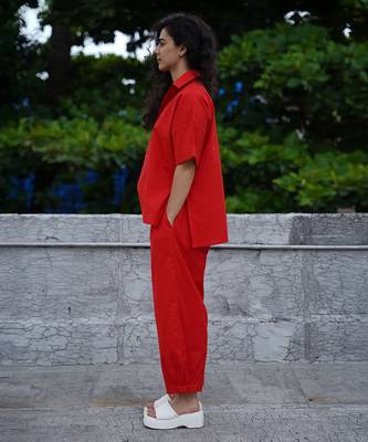 Red cotton co ord set 4