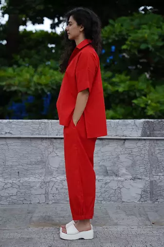 Red cotton co ord set