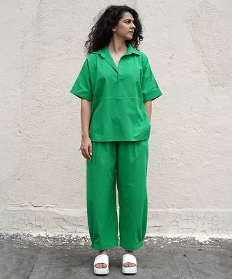 Green cotton co ord set 1
