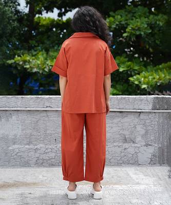 Orange cotton co ord set 3