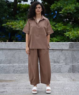 Brown cotton co ord set 1