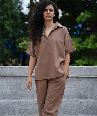 Brown cotton co ord set 3
