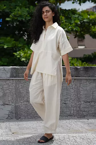 White cotton co ord set